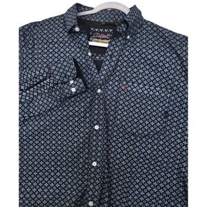 Rafter C Shirt Mens XL Black Geometric Long Sleeve Button Front Stretch ProFlex
